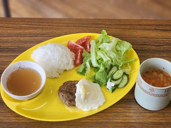 ハンバーグソースは「CO・OP野菜たっぷり和風ドレッシング」を使用しました。